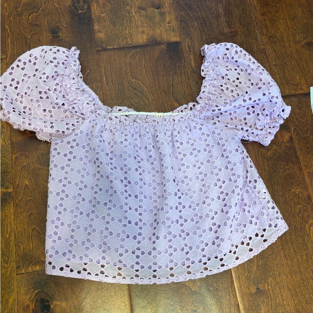 Lavender Eyelet Puff Sleeve Top